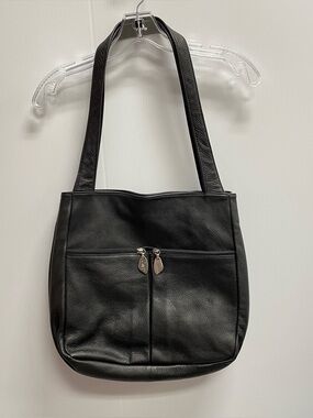 LIBAIRE BLACK PEBBLED LEATHER SHOULDER BAG